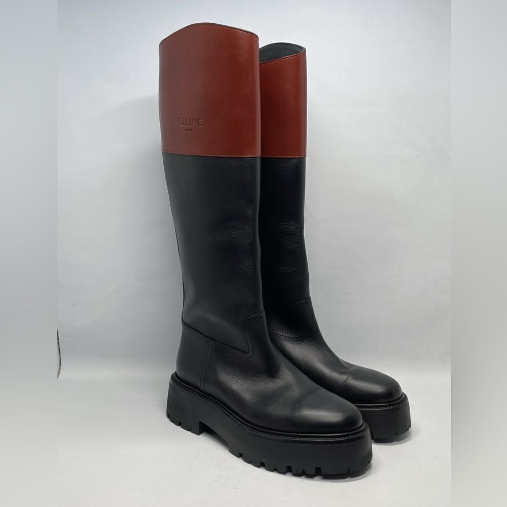 Celine Bulky High boots In Calfskin Black/Brown size 39 - Picture 6 of 13